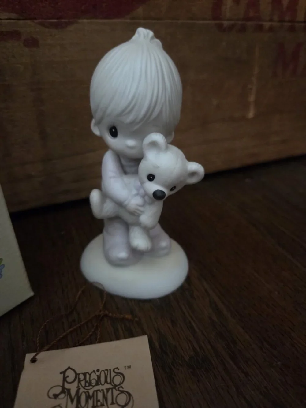 1978 Precious Moments Figurine “Jesus Loves Me” Girl With Bear  E-1372B